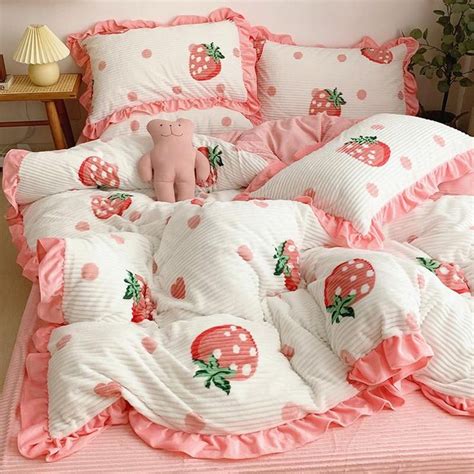 Soft Strawberry Bedding Set Pn2889 Cosas De Dormitorio Conjunto De