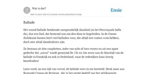 ballade de betekenis volgens wat  dat encyclopedie voor jongeren