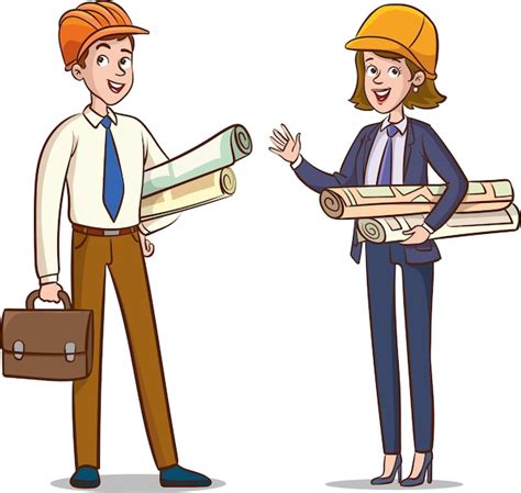 Premium Vector Engineers Cartoon Set With Civil Engineering