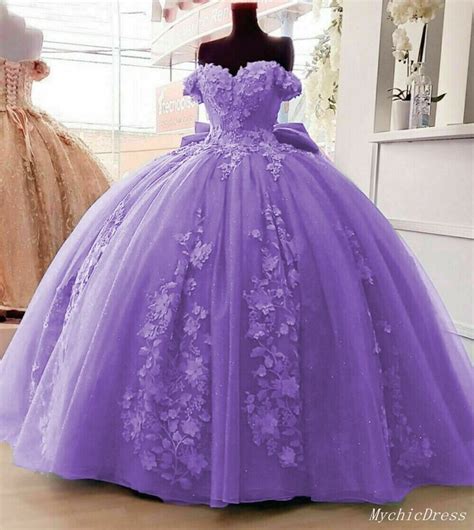 2024 Princess Floral Quinceanera Dresses Purple Off Shoulder Sweet 16 Off Shoulder Ball Gown