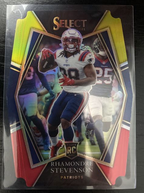 Rhamondre Stevenson 2021 Panini Select Premier Level Blue Red Yellow