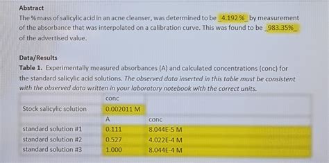 Solved The Mass Of Salicylic Acid In An Acne Cleanser Was Chegg