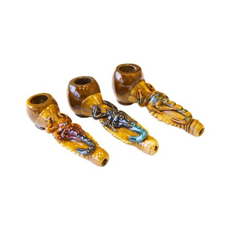 Handmade Wooden Pipe Scorpion Colors May Vary Multitrance