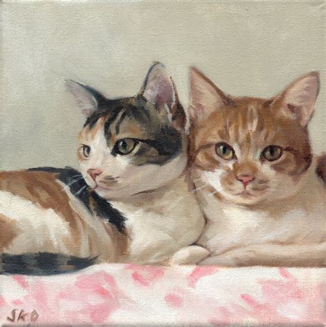 Two Cats Oil On Canvas Original Oil Painting X Cm Etsy Uk