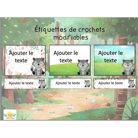 Étiquettes crochets paniers modifiables Loups