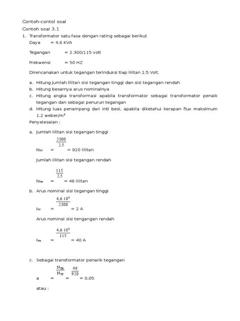 Contoh Soal Dan Jawaban Tentang Hubung Singkat Trafo Jawaban Buku