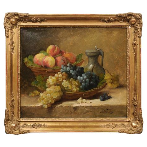 French Th Century Oil On Canvas Framed Still Life Painting Depicting