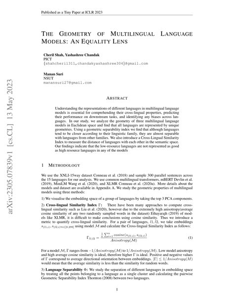 Pdf The Geometry Of Multilingual Language Models An Equality Lens