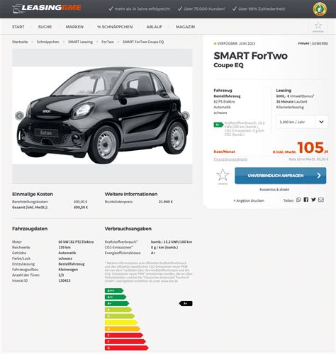 Smart Eq Leasing F R Euro Im Monat Netto Sparneuwagen De