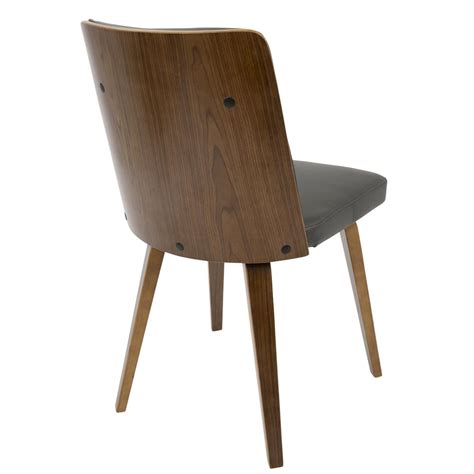 Lumisource Francesca Mid Century Modern Dining Accent Chair In Walnut Wood And Grey Faux Leather