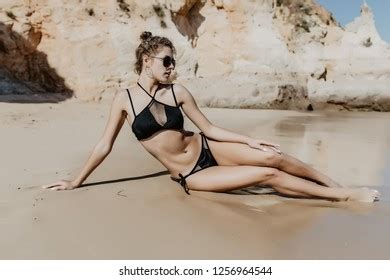 Woman Perfect Body Bikini Lying On Stock Photo 1256964544 Shutterstock