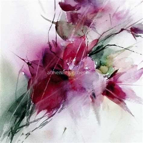 Watercolor Flowers By Annemiek Groenhout Redbubble Abstract