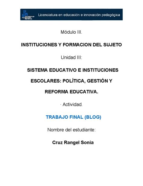 Trabajo Final Blog Blog Leip Modulo M Dulo Iii Instituciones