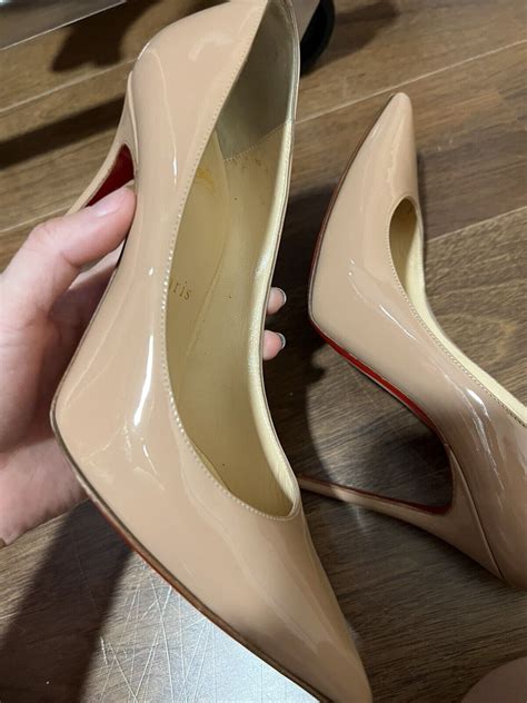 Christian Louboutin Nude Patent Leather Pumps 37 100mm Gem