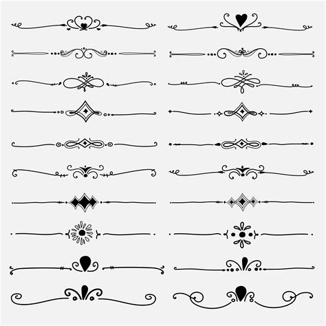 Set Of Decorative Calligraphic Elements For Decoration Handmade Vector