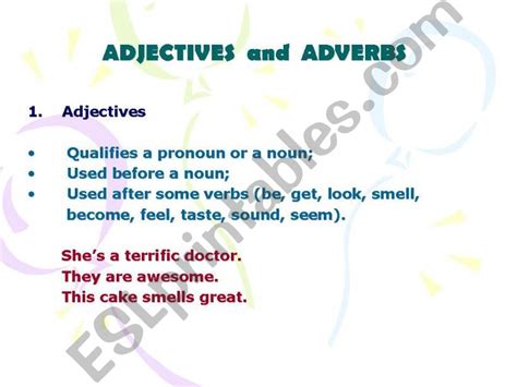 Esl English Powerpoints Adjectives And Adverbs