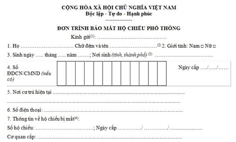 Mẫu đơn Trình Báo Mất Hộ Chiếu Phổ Thông áp Dụng Từ Ngày 15 8 2023