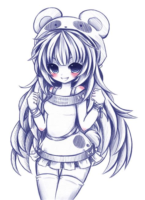 Panda Doodle Cute Manga Girl Manga Girl Anime Chibi