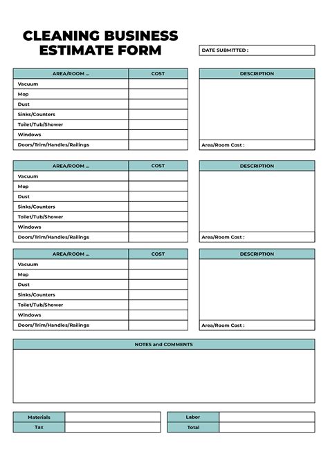 Free Commercial Cleaning Bid Sheet At Tanscarletteblog Blog