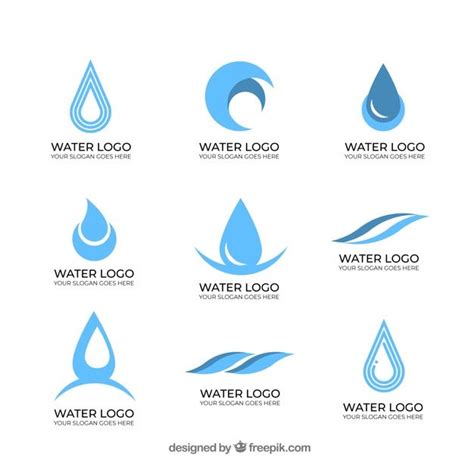 Six Water Logos With Different Shapes And Colors All In One Place For