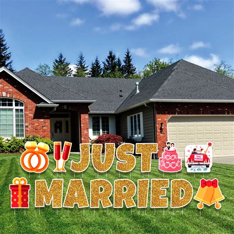 Just Married Yard Sign Letters Just Married Yard Cutout For Etsy