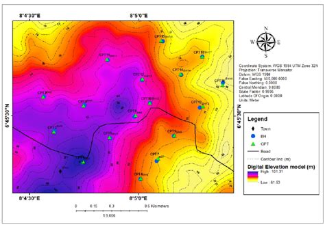 digital elevation model   study area  scientific diagram