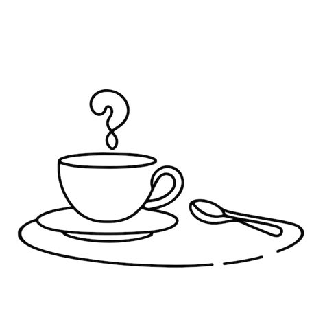 Premium Vector Cup Of Coffee Tea On Table Lineart