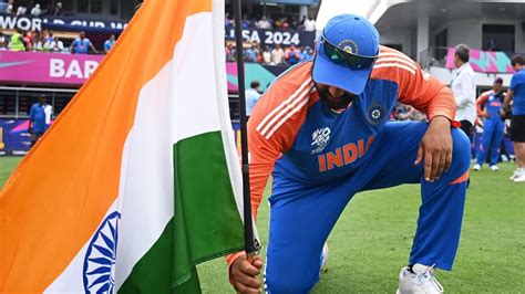 Rohit Sharma Plants India Flag On The Ground After T20 World Cup Win In