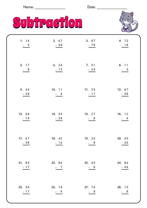 Math worksheets subtraction 1st grade – Artofit