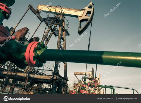 Oil Pump Jack And Wellhead In The Oilfield — Stock Photo © Bashta