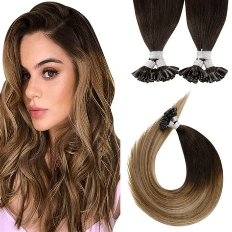 U Tip Human Hair Keratin Pre Bonded Fusion Extensions Balayage 2 6 18