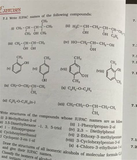 Caercises Write Iupac Names Of The Following Compounds I Cc C C O