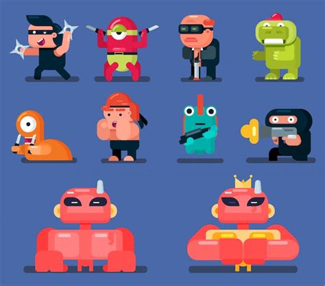 Premium Vector Set Of Flat Game Character