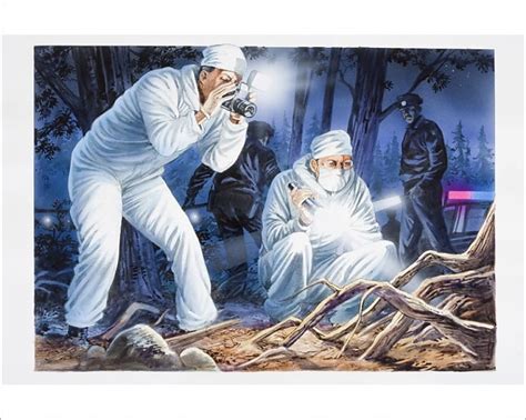 Prints Of Illustration Two Forensic Officers In White Boiler Suits