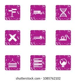 sturdy material icons set grunge set stock vector royalty