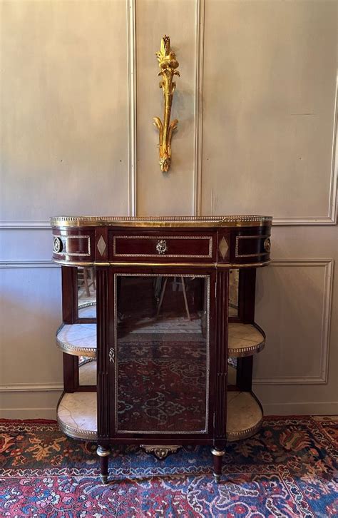 Proantic Console Demi Lune De Style Louis Xvi En Acajou