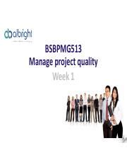 Manage Project Quality Lecture Slides Pdf BSBPMG513 Manage Project