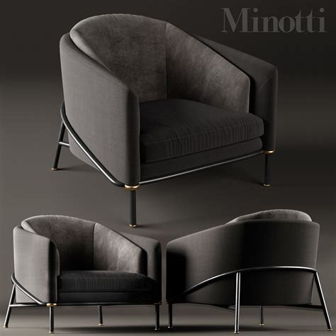 Armchair Minotti Fil Noir Black D Cgtrader