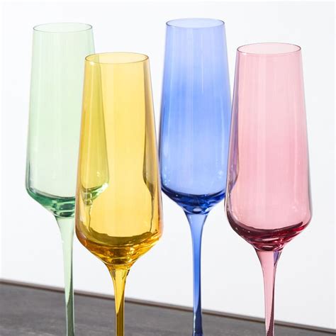 Estelle Colored Glass Champagne Flute Set Of 6 West Elm