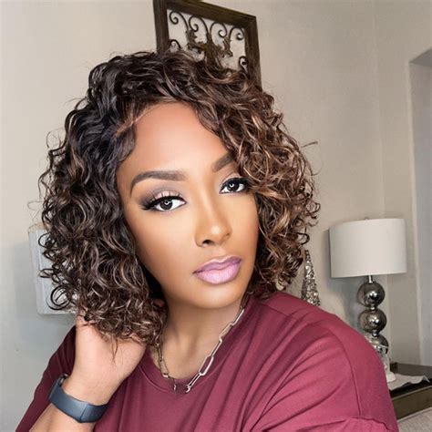 Brown Highlights Loose Curly Wash Top 5x5 Lace Bob Wig