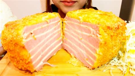 【咀嚼音 Asmr】スパムチーズミルフィーユカツ Spamandcheese Youtube