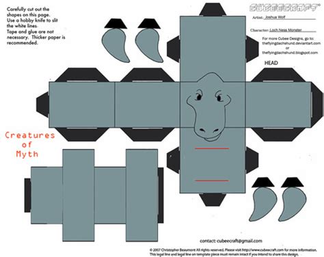 Loch Ness Monster Paper Toy Free Printable Papercraft Templates