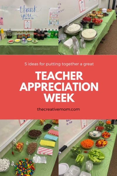 The Teacher Appreciation Week Table Is Set Up With Lots Of Food And