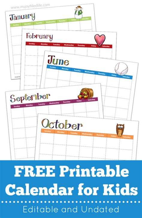 Free Printable Calendar For Kids Editable And Undated Kids Calendar