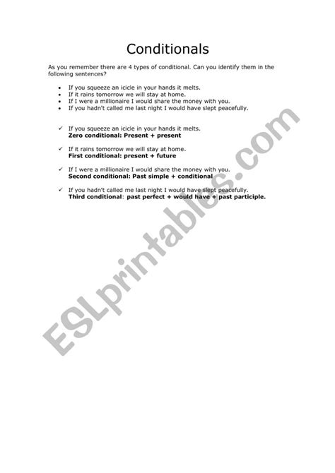 Mixed Conditionals Esl Worksheet By Susanacavaco