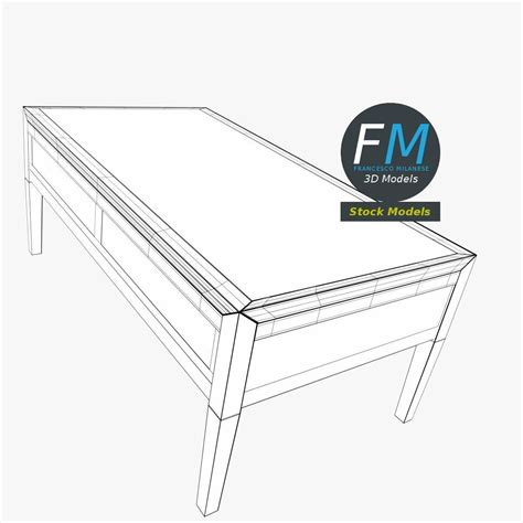 Wooden Display Table With Glass Panels 3d Model Cgtrader