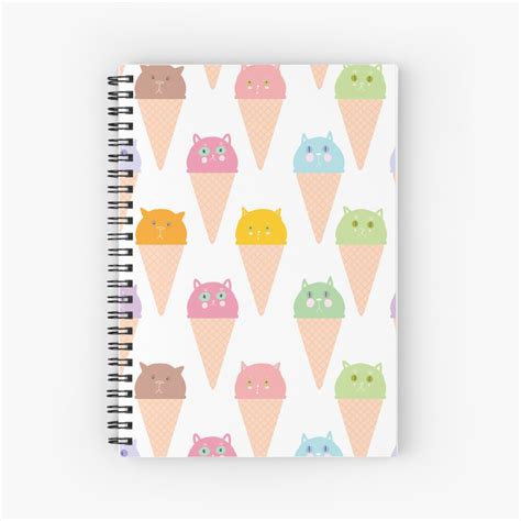 Cuaderno de espiral Patrón sin costuras Helado waffle cono Kawaii