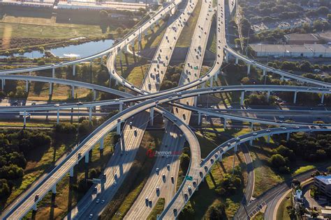 A Morning Aerial Helicopter View During Rush Hour Of A Stack Spaghetti