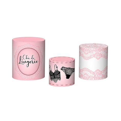 Trio De Capas De Cilindro D Ch De Lingerie Preta Fundo Rosa Seco Via Cores Paineis De Festa