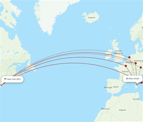 All Flight Routes From New York To Olbia JFK To OLB Flight Routes